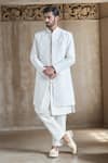 Buy_Aryavir Malhotra_White Pure Silk Embroidery Phool Mahal Sherwani Jacket And Pant Set _at_Aza_Fashions