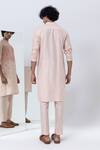 Shop_Kaha_Peach Cotton Silk Embroidery Triangle Applique Kurta With Pant _at_Aza_Fashions