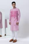 Buy_Kaha_Pink Cotton Silk Embroidery Mosaic Thread Kurta With Pant _at_Aza_Fashions