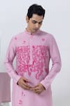 Kaha_Pink Cotton Silk Embroidery Mosaic Thread Kurta With Pant _at_Aza_Fashions