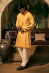 Buy_TAJIRI_Yellow Cotton Silk Embroidery Floral Phulwari Kurta With Pant _at_Aza_Fashions