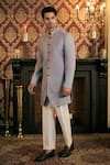 TAJIRI_Grey Sherwani Georgette Embroidery Sequins Solace With Pant _Online_at_Aza_Fashions