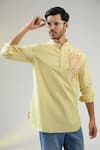 Vaani Beswal_Yellow 135 Quality Embroidered Thread Jelly Short Kurta _Online_at_Aza_Fashions