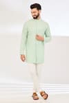 Buy_Vaani Beswal_Green 100% Cotton Seersucker Pleated Textured Kurta _at_Aza_Fashions