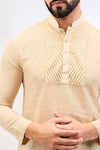 Vaani Beswal_Beige Pleated Detail Kurta _Online_at_Aza_Fashions