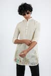 Vaani Beswal_Off White 100% Handloom Cotton Embroidered Thread Safari Animal Kurta _Online_at_Aza_Fashions