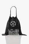 Shop_Outhouse_The Poppi Mesh Rhinestone Bucket Bag _at_Aza_Fashions