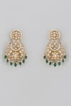 Shop_Karisa Designs_White Pearls, Beads, Stones Padma Kundan Embellished Chandbalis _at_Aza_Fashions