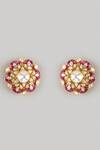 Shop_Karisa Designs_Moissanite Polki Embellished Stud Earrings _at_Aza_Fashions