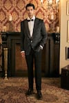 Buy_TAJIRI_Black Blazer Velvet Embroidery Cutdana Kingsman Balzer With Pant _at_Aza_Fashions