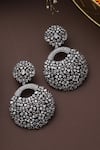 Shop_SWABHIMANN_Silver Plated Zirconia Floral Dangler Earrings _at_Aza_Fashions