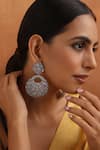 Shop_SWABHIMANN_Silver Plated Zirconia Floral Dangler Earrings _Online_at_Aza_Fashions