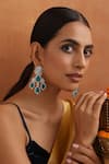 Buy_SWABHIMANN_Green Zirconia Floral Stone Drop Earrings _at_Aza_Fashions