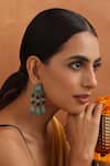 Buy_SWABHIMANN_Green Zirconia Embellished Drop Earrings _at_Aza_Fashions