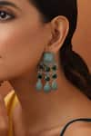 SWABHIMANN_Green Zirconia Embellished Drop Earrings _Online_at_Aza_Fashions