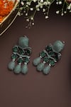 Buy_SWABHIMANN_Green Zirconia Embellished Drop Earrings _Online_at_Aza_Fashions