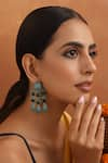 Shop_SWABHIMANN_Green Zirconia Embellished Drop Earrings _Online_at_Aza_Fashions