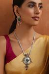 SWABHIMANN_Multi Color Stone Embellished Pendant Necklace Set _Online_at_Aza_Fashions