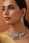 SWABHIMANN_Green Stone Embellished Necklace Set _Online_at_Aza_Fashions