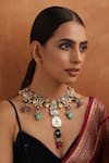 Buy_SWABHIMANN_Multi Color Stone Polki Embellished Hasli Necklace _at_Aza_Fashions