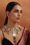 Shop_SWABHIMANN_Multi Color Stone Polki Embellished Hasli Necklace _Online_at_Aza_Fashions