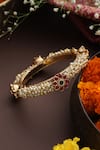 Buy_SWABHIMANN_Red Stone Floral Jadau Bangle _Online_at_Aza_Fashions