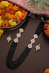 Shop_SWABHIMANN_Black Beads Layered Necklace Set _at_Aza_Fashions