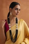 Shop_SWABHIMANN_Black Beads Layered Necklace Set _Online_at_Aza_Fashions