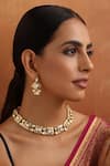 Shop_SWABHIMANN_Gold Plated Kundan Square Motif Carved Necklace Set _Online_at_Aza_Fashions