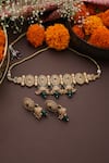 Shop_SWABHIMANN_Gold Plated Stone Temple Motif Carved Choker Set _at_Aza_Fashions