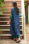 Shop_Vaayu_Blue Muslin Cotton Embroidered Floral Applique Round Work Kurta And Pant Set _at_Aza_Fashions