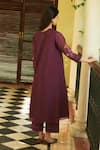 Shop_Vaayu_Purple Muslin Cotton Embroidered Floral Round Pintucked Kurta And Pant Set _at_Aza_Fashions