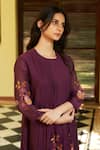 Buy_Vaayu_Purple Muslin Cotton Embroidered Floral Round Pintucked Kurta And Pant Set _Online_at_Aza_Fashions