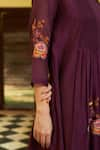 Shop_Vaayu_Purple Muslin Cotton Embroidered Floral Round Pintucked Kurta And Pant Set _Online_at_Aza_Fashions