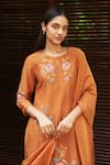 Buy_Vaayu_Orange Muslin Cotton Embroidered Floral Round Kurta Set _Online_at_Aza_Fashions