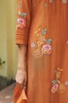 Shop_Vaayu_Orange Muslin Cotton Embroidered Floral Round Kurta Set 