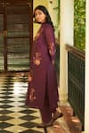 Vaayu_Purple Muslin Cotton Embroidered Floral Round Kurta Pant Set _Online_at_Aza_Fashions