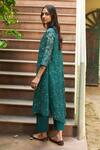 Shop_Vaayu_Green Muslin Cotton Printed Abstract Round Color Blocked Kurta Set _at_Aza_Fashions