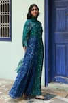 Vaayu_Green Muslin Cotton Printed Abstract Round Scattered Kurta With Dupatta _at_Aza_Fashions