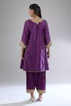 Shop_Sheetal Batra_Purple Embroidery Floral Notched Neck Kurta With Pant _at_Aza_Fashions