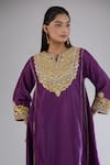 Buy_Sheetal Batra_Purple Embroidery Floral Notched Neck Kurta With Pant _Online_at_Aza_Fashions