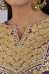 Shop_Sheetal Batra_Purple Embroidery Floral Notched Neck Kurta With Pant _Online_at_Aza_Fashions