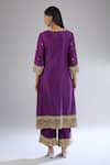 Shop_Sheetal Batra_Purple Embroidery Floral Round Neck Gota Patti Kurta Pant Set _at_Aza_Fashions