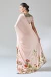 Shop_Anamika Khanna_Pink Printed Floral Round Embroidered Saree With Blouse _at_Aza_Fashions