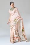 Buy_Anamika Khanna_Pink Printed Floral Round Embroidered Saree With Blouse _Online_at_Aza_Fashions