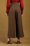 Shop_Ritu Kumar_Brown Viscose Spandex Plain Sand Flared Pant _at_Aza_Fashions