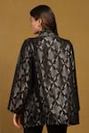 Shop_Ritu Kumar_Black Viscose Lurex Brocade Geometric Front Open Pattern Shrug _at_Aza_Fashions