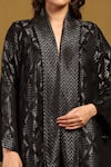 Ritu Kumar_Black Viscose Lurex Brocade Geometric Front Open Pattern Shrug _at_Aza_Fashions