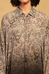 Shop_Ritu Kumar_Grey Viscose Chiffon Self Design Floral Abstract Collared Jalaj Pattern Shirt _Online_at_Aza_Fashions
