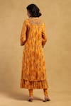 Shop_Ritu Kumar_Yellow Viscose Chiffon Print Abstract Notched Niagra Mosaic Layered Kurta Set _at_Aza_Fashions